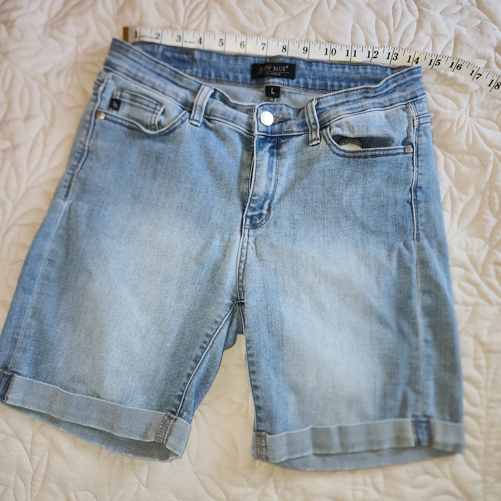 Judy Blue Light Blue Jean Shorts with Rolled Hems